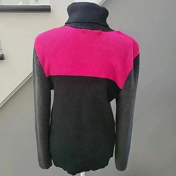 Women’s Lauren Ralph Lauren Color Block Size Large Turtleneck Sweater Comfy Fall - Picture 4 of 5